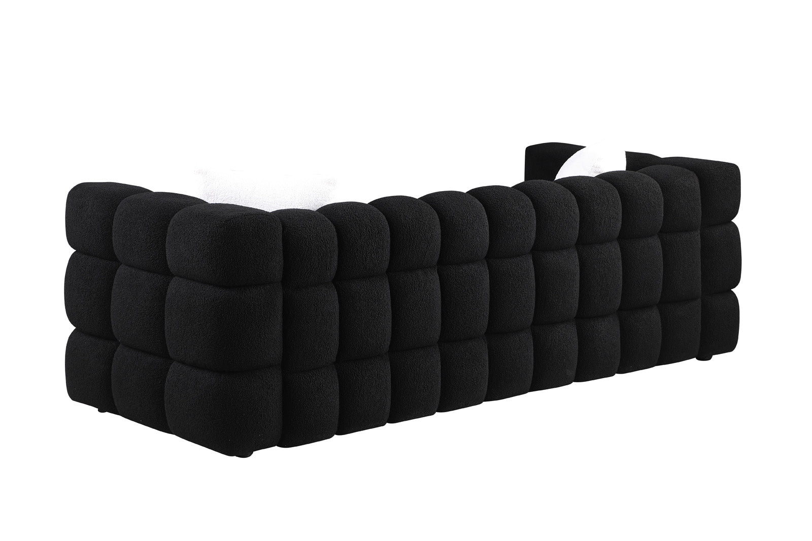 84.3 62.2 Length ,35.83" Deepth ,Human Body Structure For Usa People, Marshmallow Sofa,Boucle Sofa ,White Color,3 Seater. Sofa And Seater Black Light Brown Wood Primary Living Space Medium Soft Split Back Eucalyptus Square Arms Boucle 5 Seat