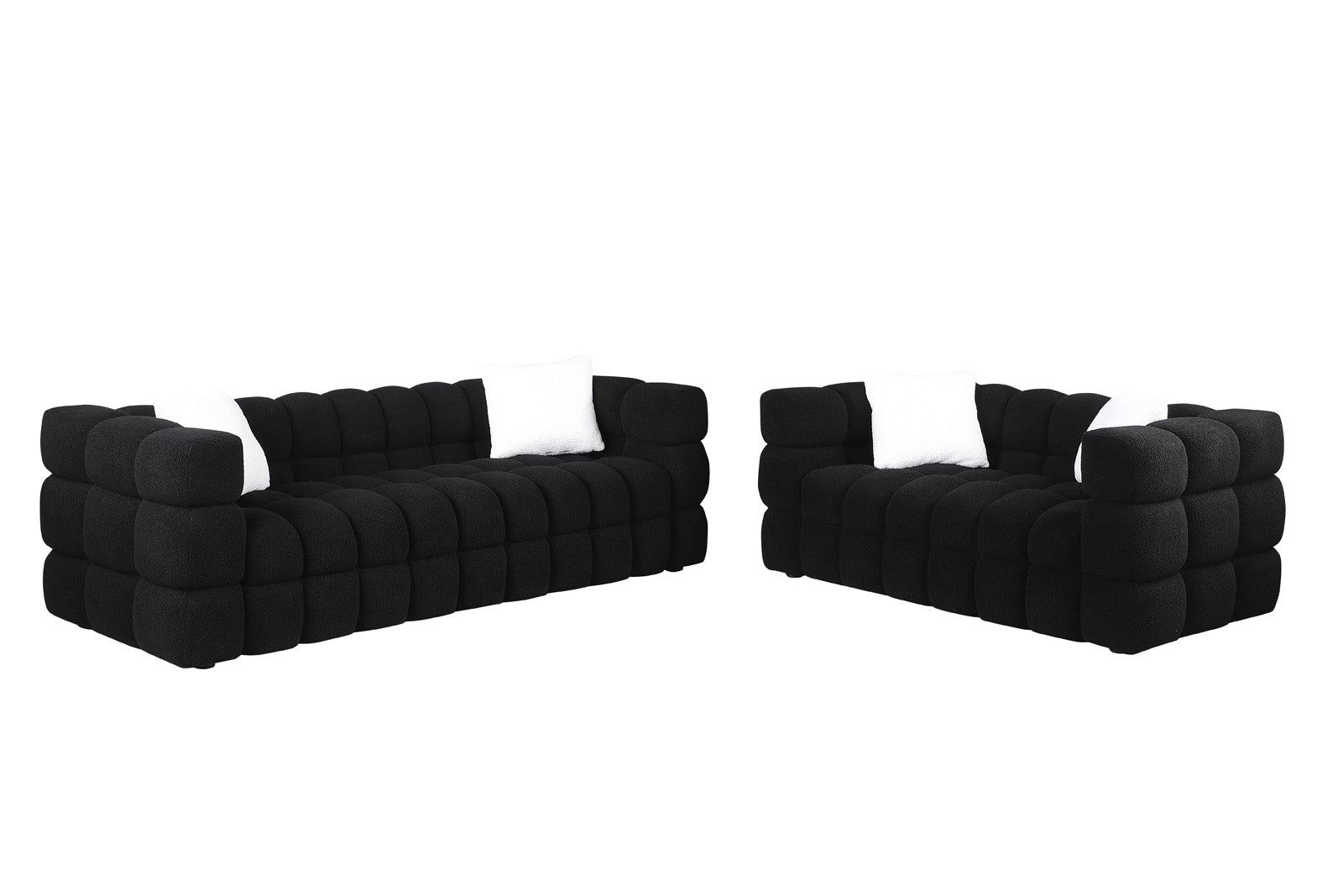 84.3 62.2 Length ,35.83" Deepth ,Human Body Structure For Usa People, Marshmallow Sofa,Boucle Sofa ,White Color,3 Seater. Sofa And Seater Black Light Brown Wood Primary Living Space Medium Soft Split Back Eucalyptus Square Arms Boucle 5 Seat