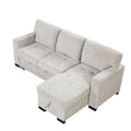 Stylish And Functional Light Chaise Lounge Sectional With Storage Rack Pull Out Bed Drop Down Table And Usb Charger Light Gray Light Gray Foam Spring