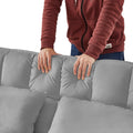 Grey Velvet Loveseat Sofa Bed Grey Wood Tufted Back Square Arms Foam Velvet 2 Seat