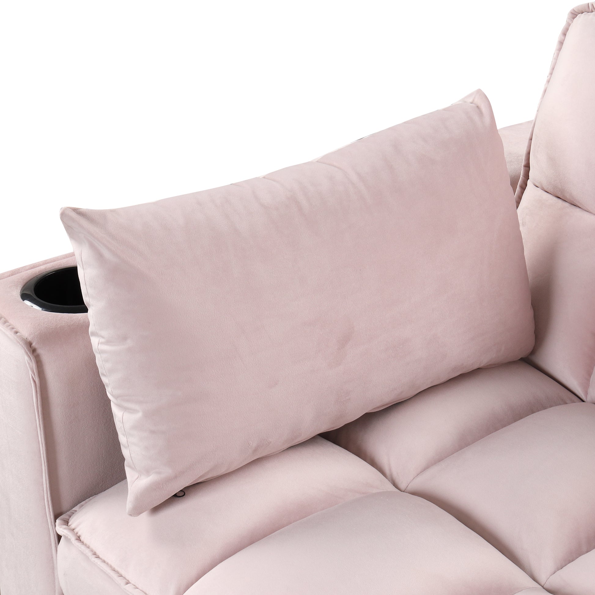58" 4 1 Multi Functional Sofa Bed With Cup Holder And Usb Port For Living Room Or Apartments Pink Pink Foam 2 Seat