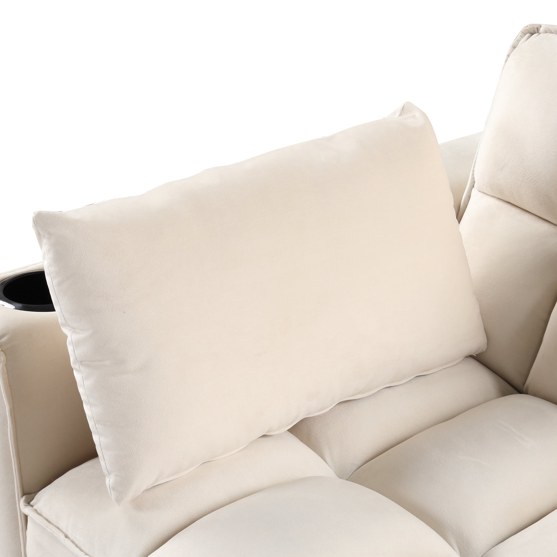 58" 4 1 Multi Functional Sofa Bed With Cup Holder And Usb Port For Living Room Or Apartments Milky White Milk White Foam 2 Seat
