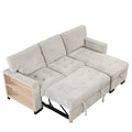 Stylish And Functional Light Chaise Lounge Sectional With Storage Rack Pull Out Bed Drop Down Table And Usb Charger Light Gray Light Gray Foam Spring