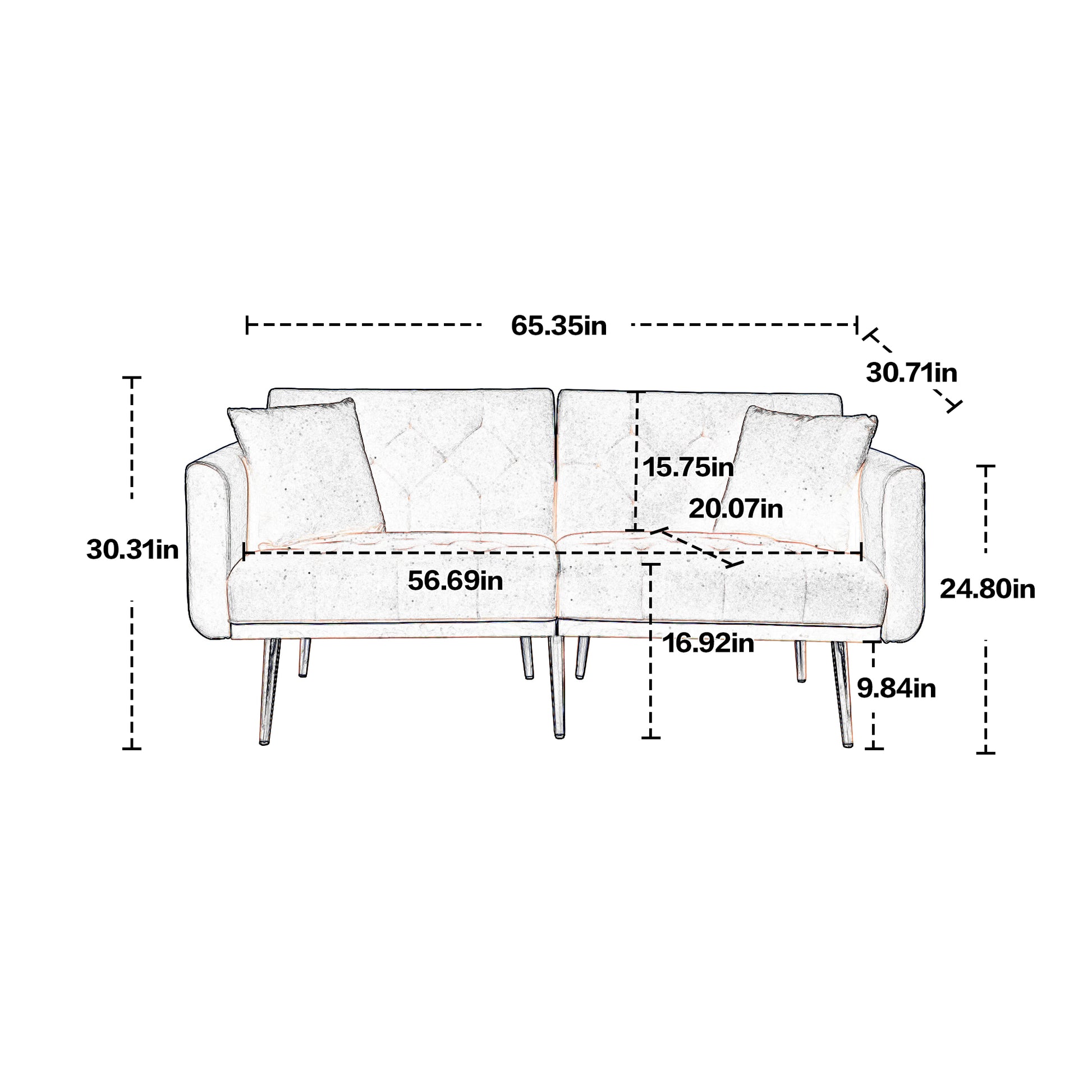 Coolmore Velvet Sofaaccent Sofa .Seat Sofa With Metal Feet Beige Polyester