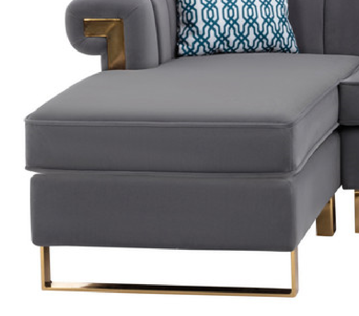 Maddie 130.5" Gray Velvet 8 Seater Sectional Sofa With Reversible Chaise And Storage Ottoman Gray Velvet