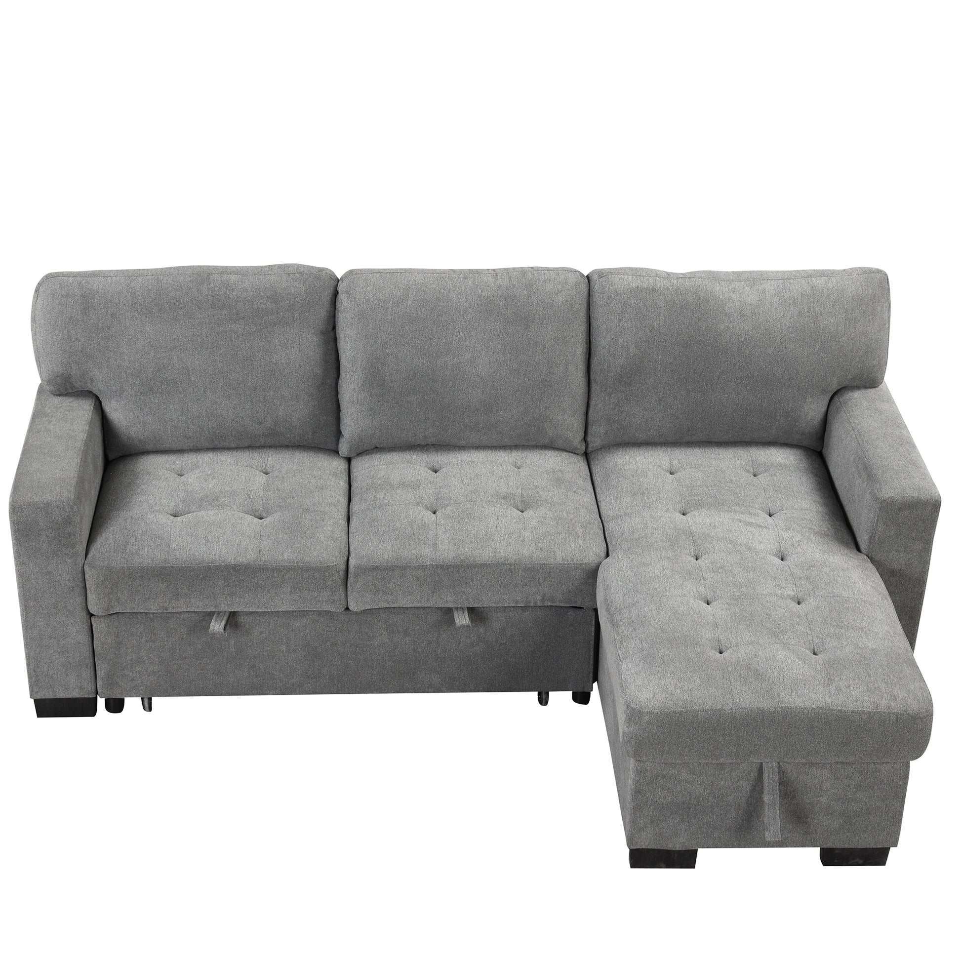 Stylish And Functional Light Chaise Lounge Sectional With Storage Rack Pull Out Bed Drop Down Table And Usb Charger Gray Gray Foam Spring