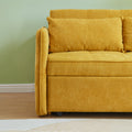 Chenille Fabric Pull Out Sofa Bed,Sleeper Seat Couch With Adjustable Armrests Yellow Yellow Modern Fabric 2 Seat