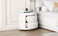 Elegant Pu Nightstand With 2 Drawers And Crystal Handle,Fully Assembled Except Legs&Handles,Storage Bedside Table White White Pu