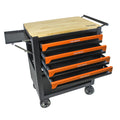 4 Drawers Multifunctional Tool Cart With Wheels And Wooden Top Orange Orange Metal