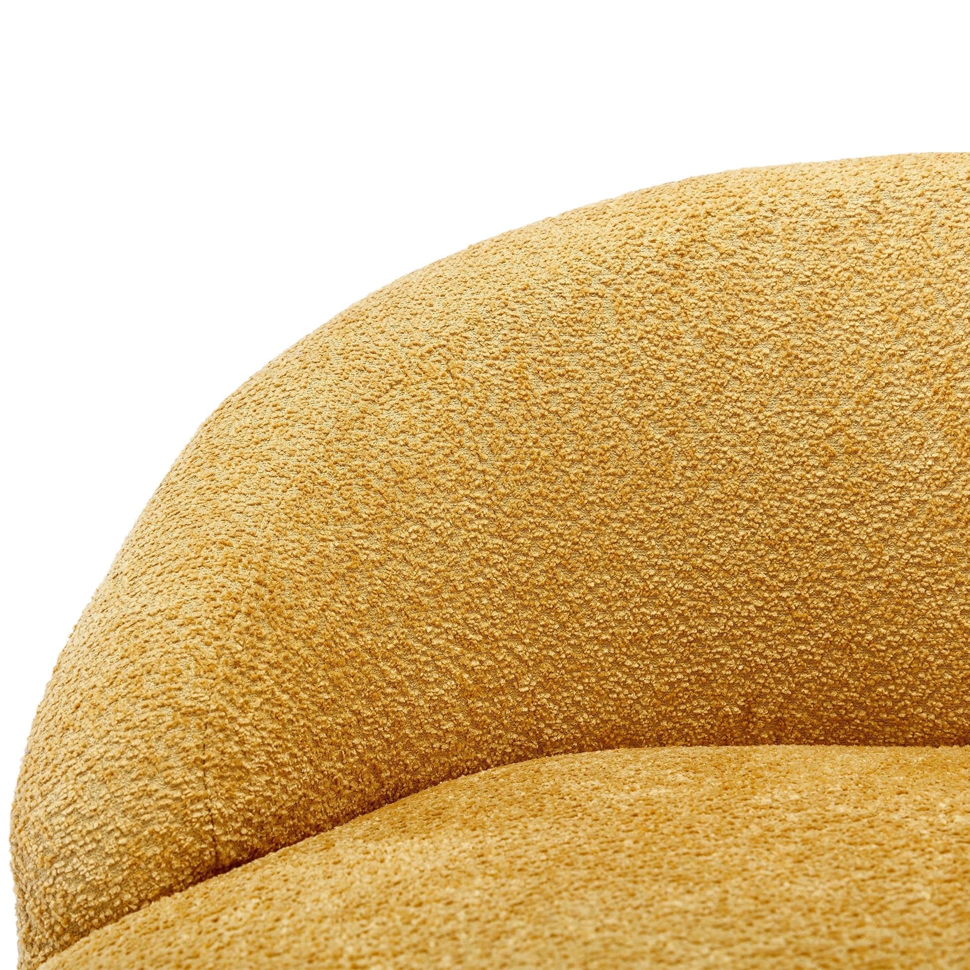 360 Degree Swivel Cuddle Barrel Accent Chairs, Round Armchairs With Wide Upholstered, Fluffy Fabric Chair For Living Room, Bedroom, Office, Waiting Rooms Yellow Foam Boucle