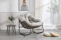 Outdoor Rattan Rocking Chair,Padded Cushion Rocker Recliner Chair Outdoor For Front Porch, Living Room, Patio, Garden, Beige Beige Cotton Steel