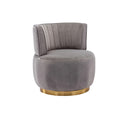 Coolmore 360 Degree Swivel Cuddle Barrel Accent Sofa Chairs, Round Armchairs With Wide Upholstered, Fluffy Velvet Fabric Chair For Living Room, Bedroom, Office, Waiting Rooms Gray Foam Velvet