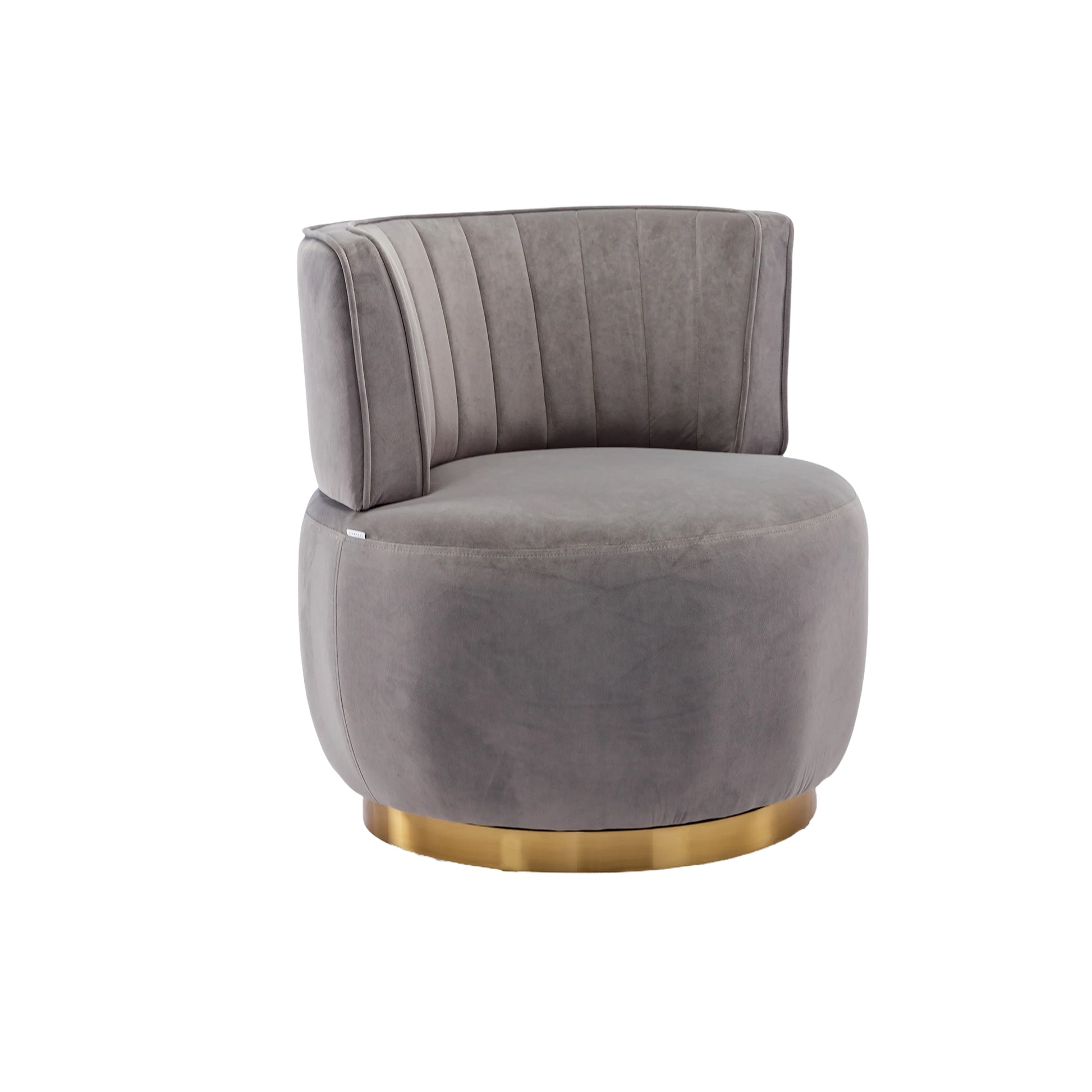 Coolmore 360 Degree Swivel Cuddle Barrel Accent Sofa Chairs, Round Armchairs With Wide Upholstered, Fluffy Velvet Fabric Chair For Living Room, Bedroom, Office, Waiting Rooms Gray Foam Velvet