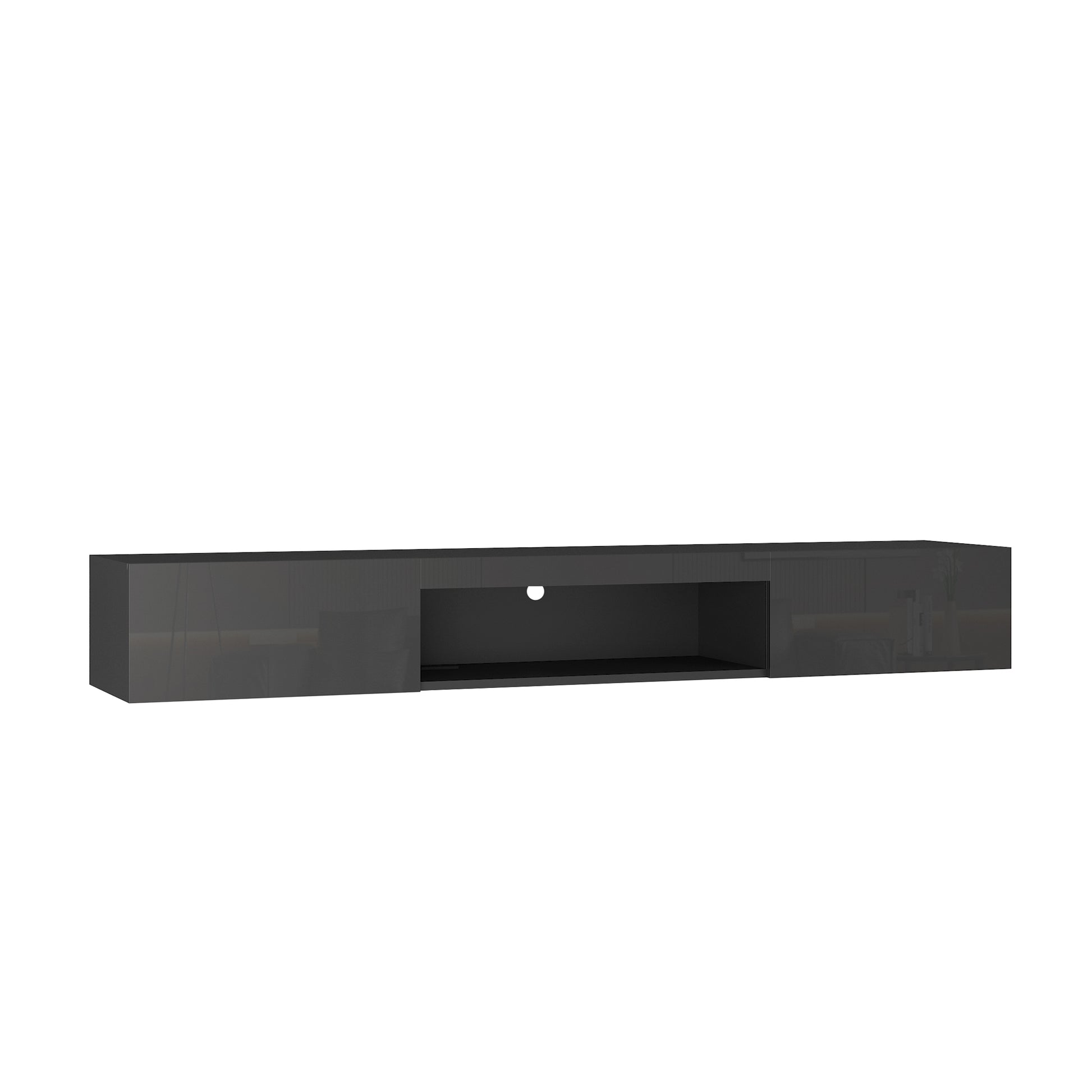 Floating Tv Stand Wall Mounted With 20 Color Leds,63" Modern Tv Stand, Floating Tv Cabinet Entertainment Center For 55 60 65 Inch Tv,Black Black 60 69 Inches Mdf