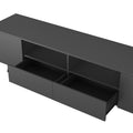 Modern White Tv Stand, 16 Colors Led Tv Stand W Remote Control Lights Black Mdf