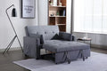 2 Seaters Slepper Sofa Bed.Dark Grey Linen Fabric 3 In 1 Convertible Sleeper Loveseat With Side Pocket. Dark Grey Linen