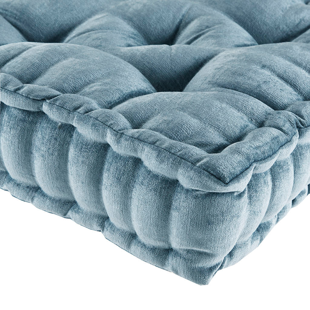 Poly Chenille Square Floor Pillow Cushion Aqua Polyester