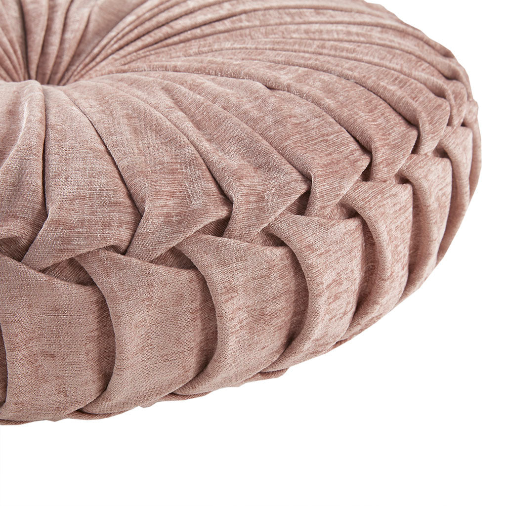 Poly Chenille Round Floor Pillow Cushion Blush Polyester