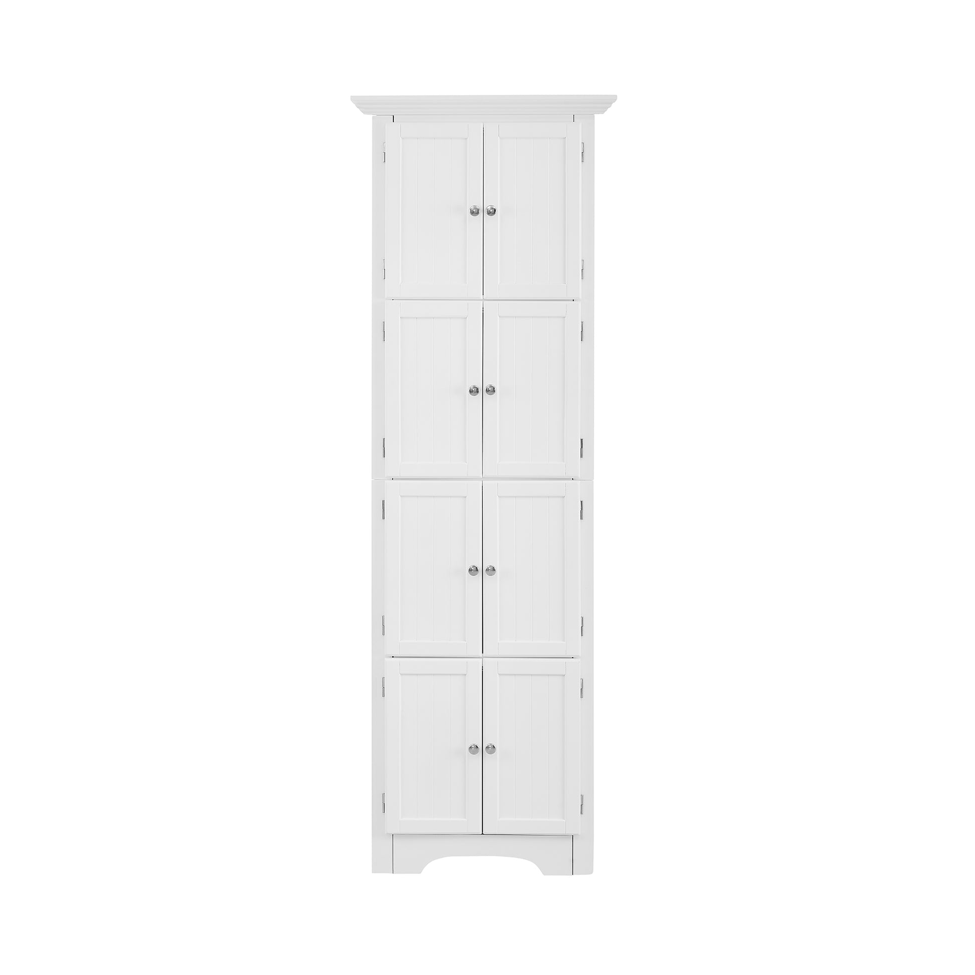 Tall Storage Cabinet With Doors And 4 Shelves For Living Room, Kitchen, Office, Bedroom, Bathroom, Modern, White White Mdf