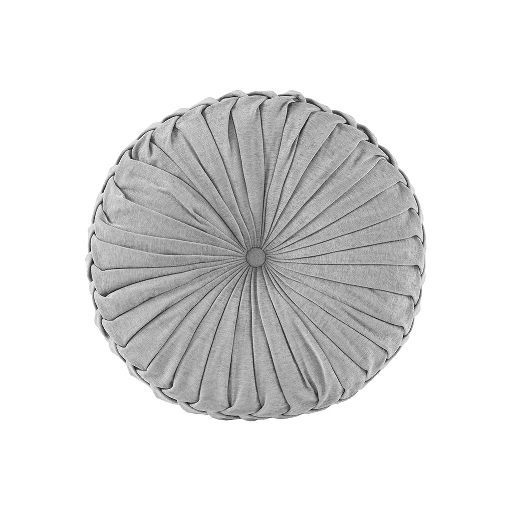 Poly Chenille Round Floor Pillow Cushion Grey Polyester