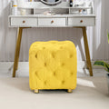 Yellow Modern Velvet Upholstered Ottoman, Exquisite Small End Table, Soft Foot Stool,Dressing Makeup Chair, Comfortable Seat For Living Room, Bedroom, Entrance Yellow Velvet