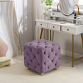 Purple Modern Velvet Upholstered Ottoman, Exquisite Small End Table, Soft Foot Stool,Dressing Makeup Chair, Comfortable Seat For Living Room, Bedroom, Entrance Purple Velvet