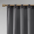 Room Darkening Poly Velvet Rod Pocket Back Tab Curtain Panel Pair 2 Pcs Window Panels Charcoal Polyester