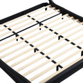 Modern Upholstered Platform Bed Frame With Led Lights Headboard, Faux Leather Wave Like Platform Bed Frame,Strong Wood Slats Support, Easy Assembly, Black, King Size Black Metal & Wood