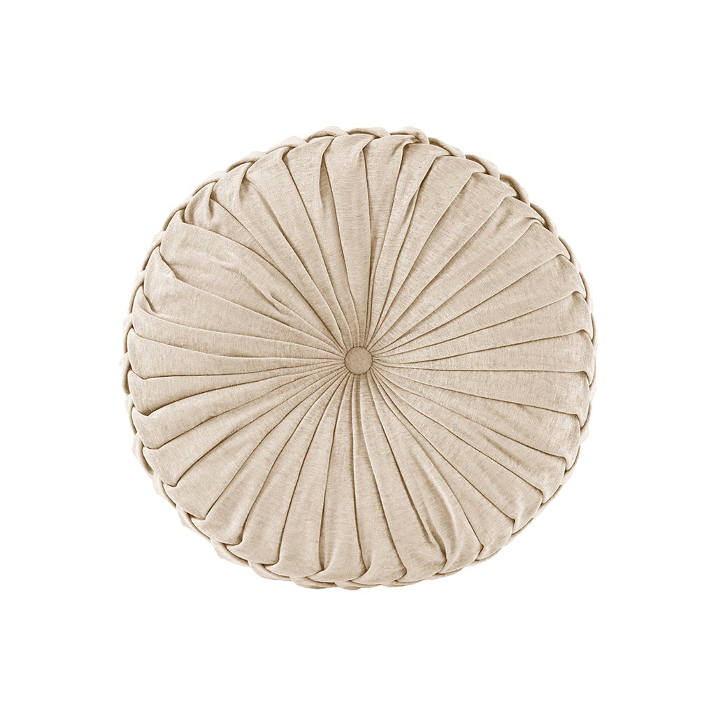 Poly Chenille Round Floor Pillow Cushion Ivory Polyester