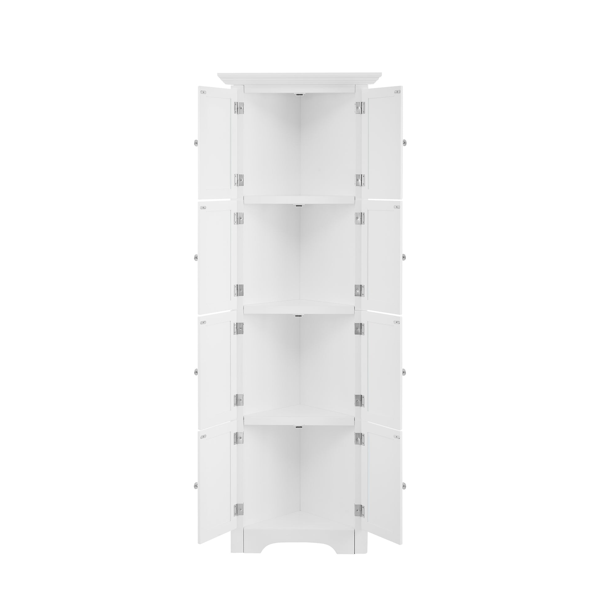 Tall Storage Cabinet With Doors And 4 Shelves For Living Room, Kitchen, Office, Bedroom, Bathroom, Modern, White White Mdf