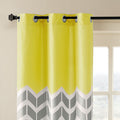 Chevron Printed Room Darkening Grommet Top Panel Pair Yellow Polyester