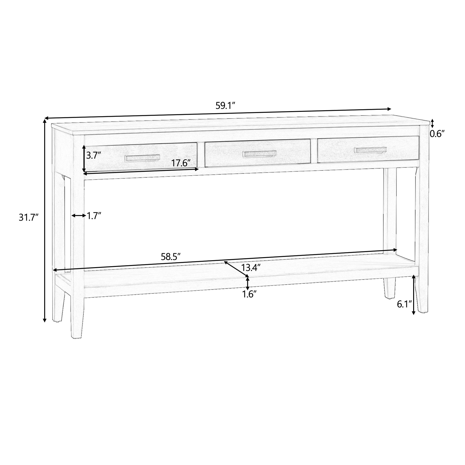 Contemporary 3 Drawer Console Table With 1 Shelf, Entrance Table For Entryway, Hallway, Living Room, Foyer, Corridor Black Primary Living Space American Design Mdf