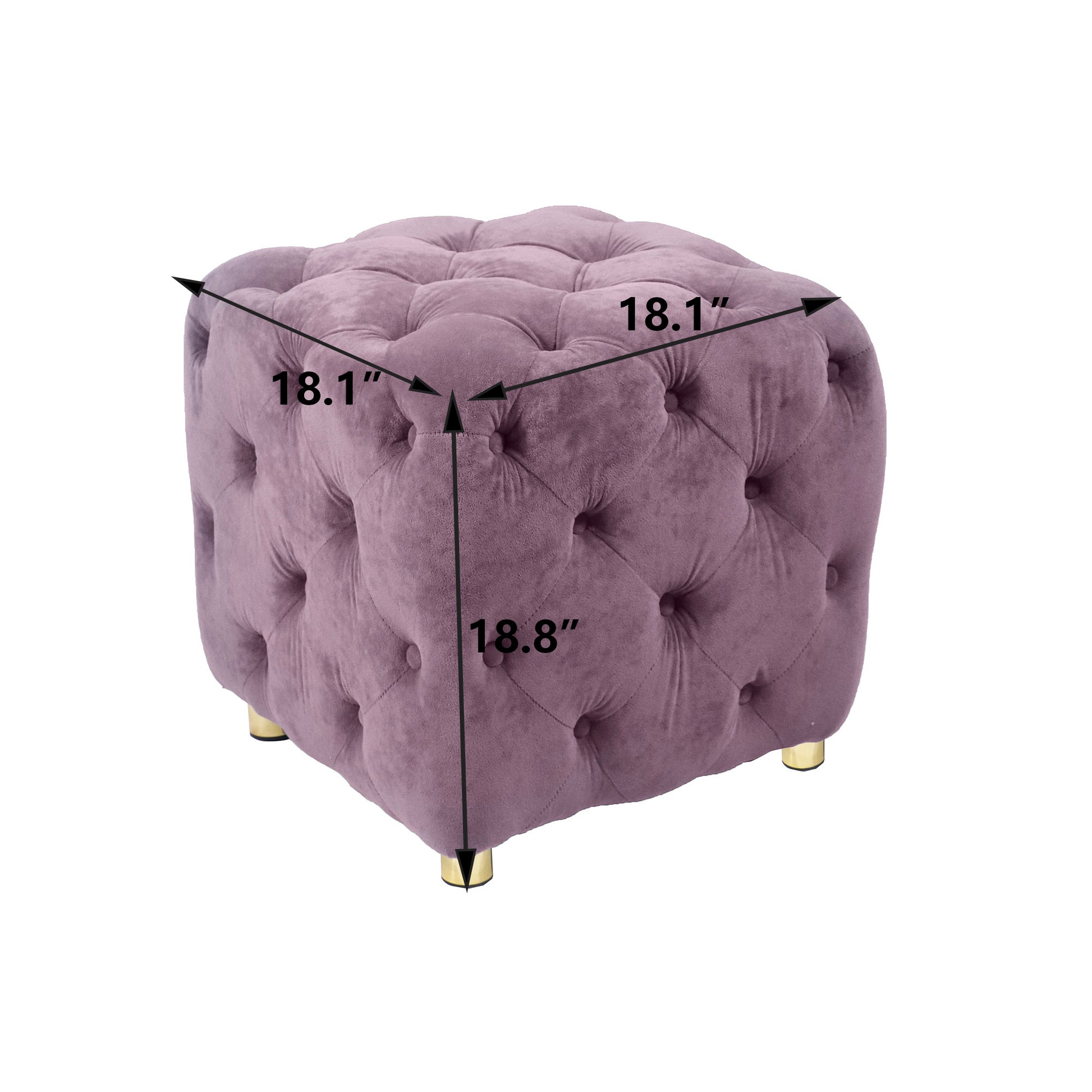 Purple Modern Velvet Upholstered Ottoman, Exquisite Small End Table, Soft Foot Stool,Dressing Makeup Chair, Comfortable Seat For Living Room, Bedroom, Entrance Purple Velvet