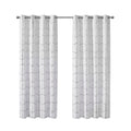 Total Blackout Metallic Print Grommet Top Curtain Panel Only 1 Pc Panel White Silver Polyester