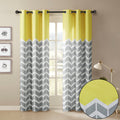 Chevron Printed Room Darkening Grommet Top Panel Pair Yellow Polyester