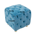 Blue Modern Velvet Upholstered Ottoman, Exquisite Small End Table, Soft Foot Stool,Dressing Makeup Chair, Comfortable Seat For Living Room, Bedroom, Entrance Blue Velvet