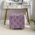 Purple Modern Velvet Upholstered Ottoman, Exquisite Small End Table, Soft Foot Stool,Dressing Makeup Chair, Comfortable Seat For Living Room, Bedroom, Entrance Purple Velvet