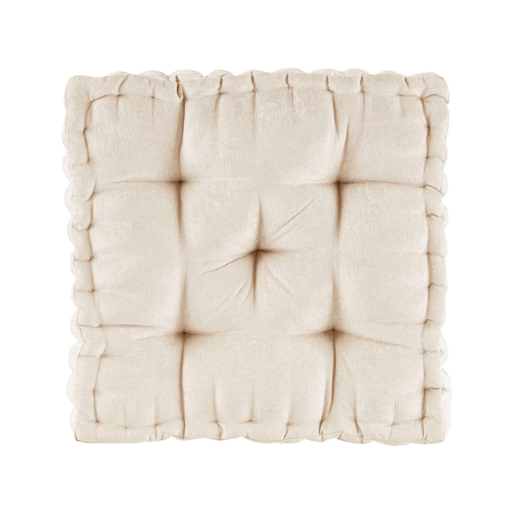 Poly Chenille Square Floor Pillow Cushion Ivory Polyester