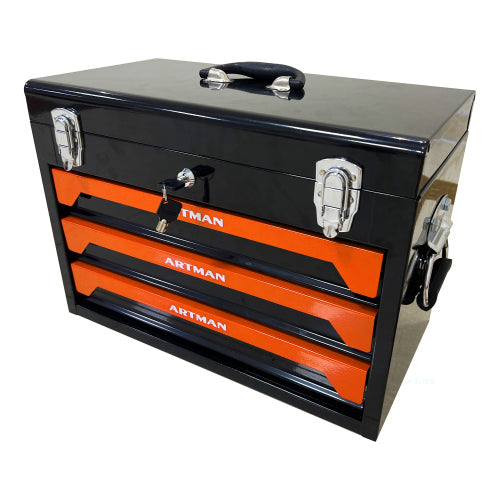 3 Drawers Tool Box With Tool Set Orange Black Orange Steel