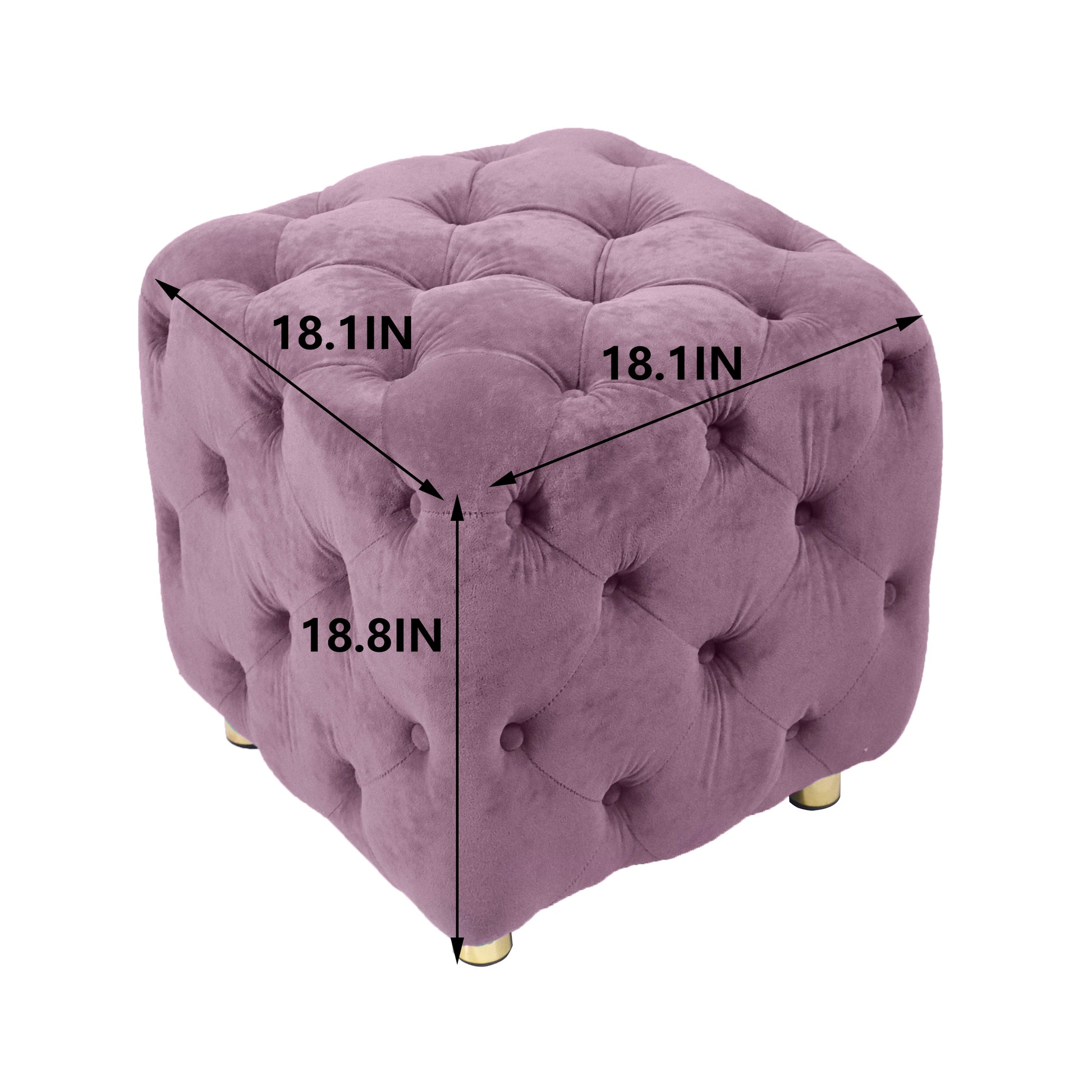 Purple Modern Velvet Upholstered Ottoman, Exquisite Small End Table, Soft Foot Stool,Dressing Makeup Chair, Comfortable Seat For Living Room, Bedroom, Entrance Purple Velvet