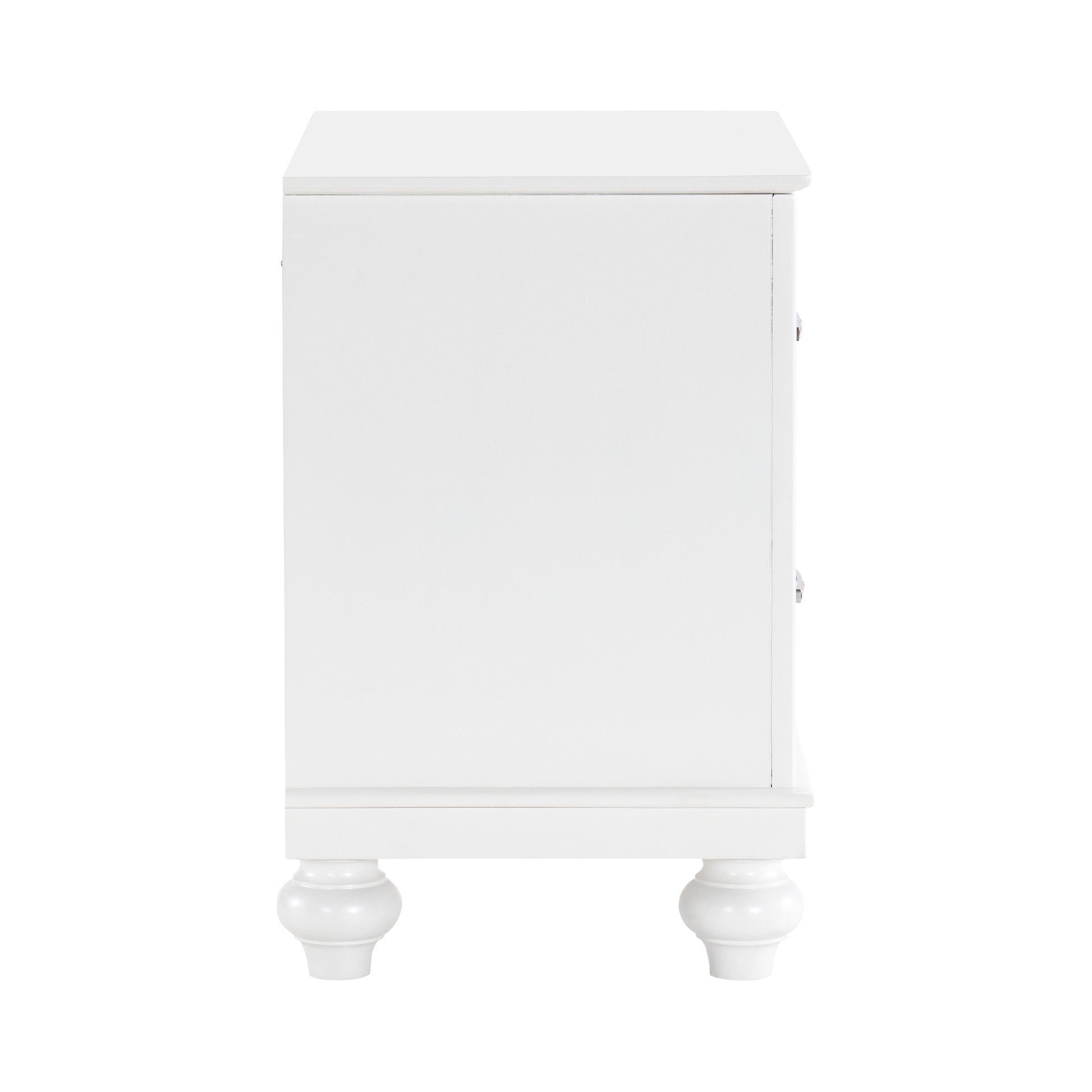 Modern Bedroom Furniture Two Drawers Nightstand 1Pc White Finish Acrylic Crystal Drawers Wooden Furniture White 2 Drawers Bedroom Modern Drawers Wood