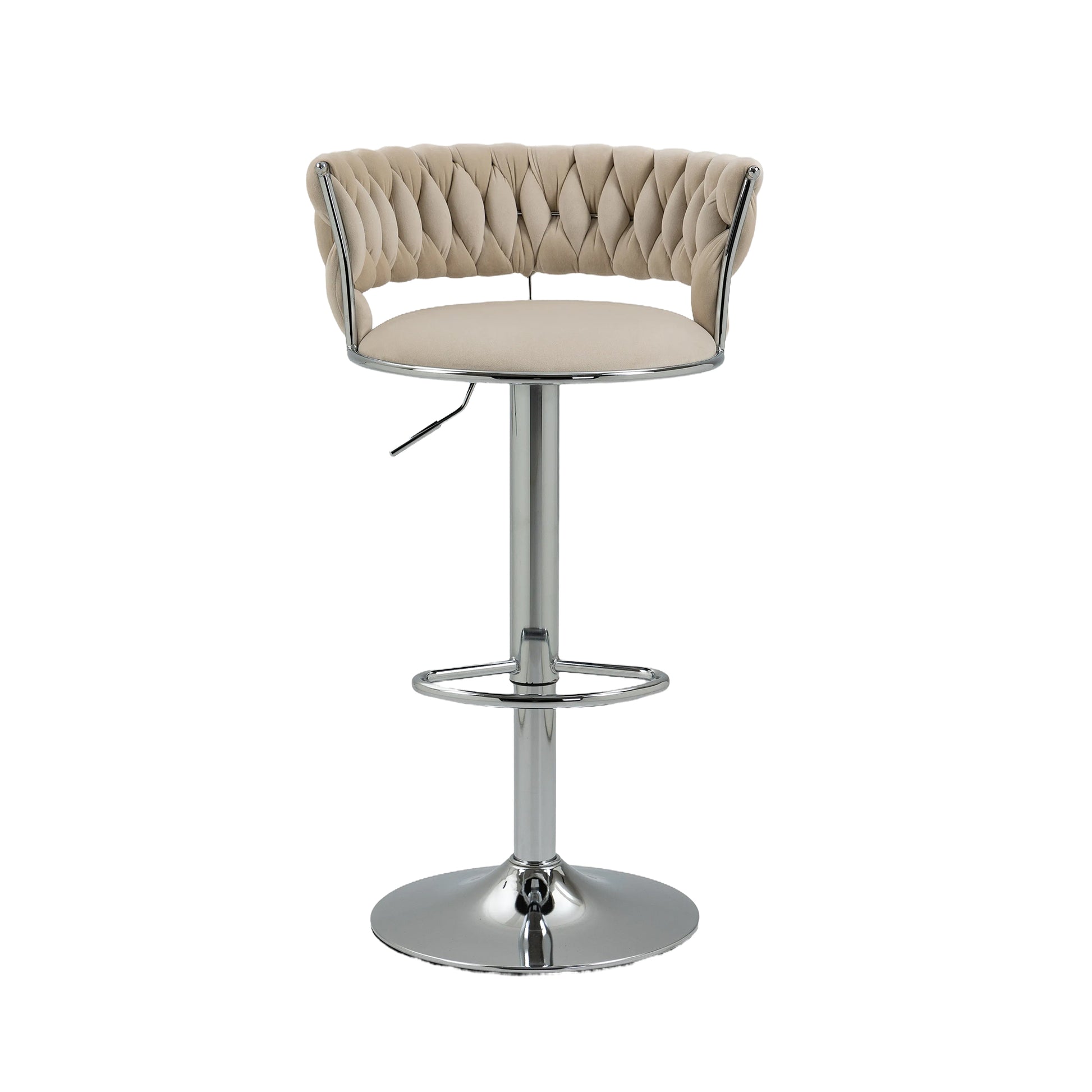 Coolmore Swivel Bar Stools Adjustable Counter Height Chairs With Footrest For Kitchen, Dining Room Ivory Velvet