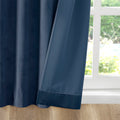 Room Darkening Poly Velvet Rod Pocket Back Tab Curtain Panel Pair 2 Pcs Window Panels Navy Polyester