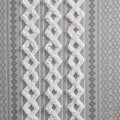 Cotton Printed Curtain Panel With Chenille Stripe And Lining Gray Cotton