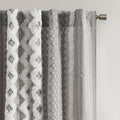 Cotton Printed Curtain Panel With Chenille Stripe And Lining Only 1 Pc Panel Gray Cotton