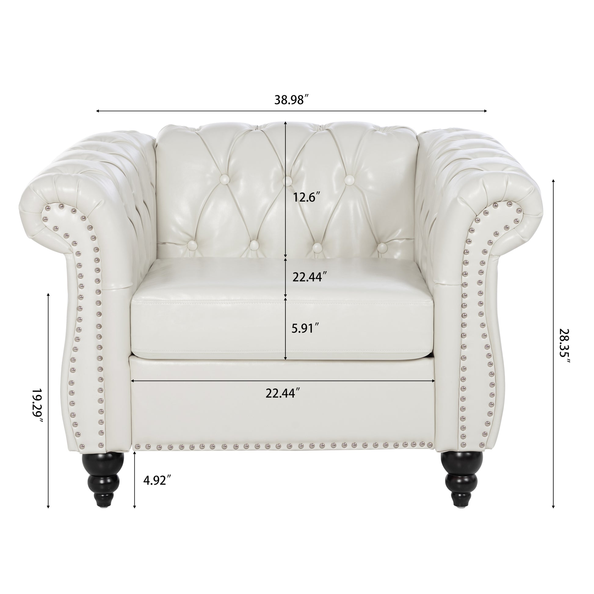 1 Seater Sofa For Living Room White Pu