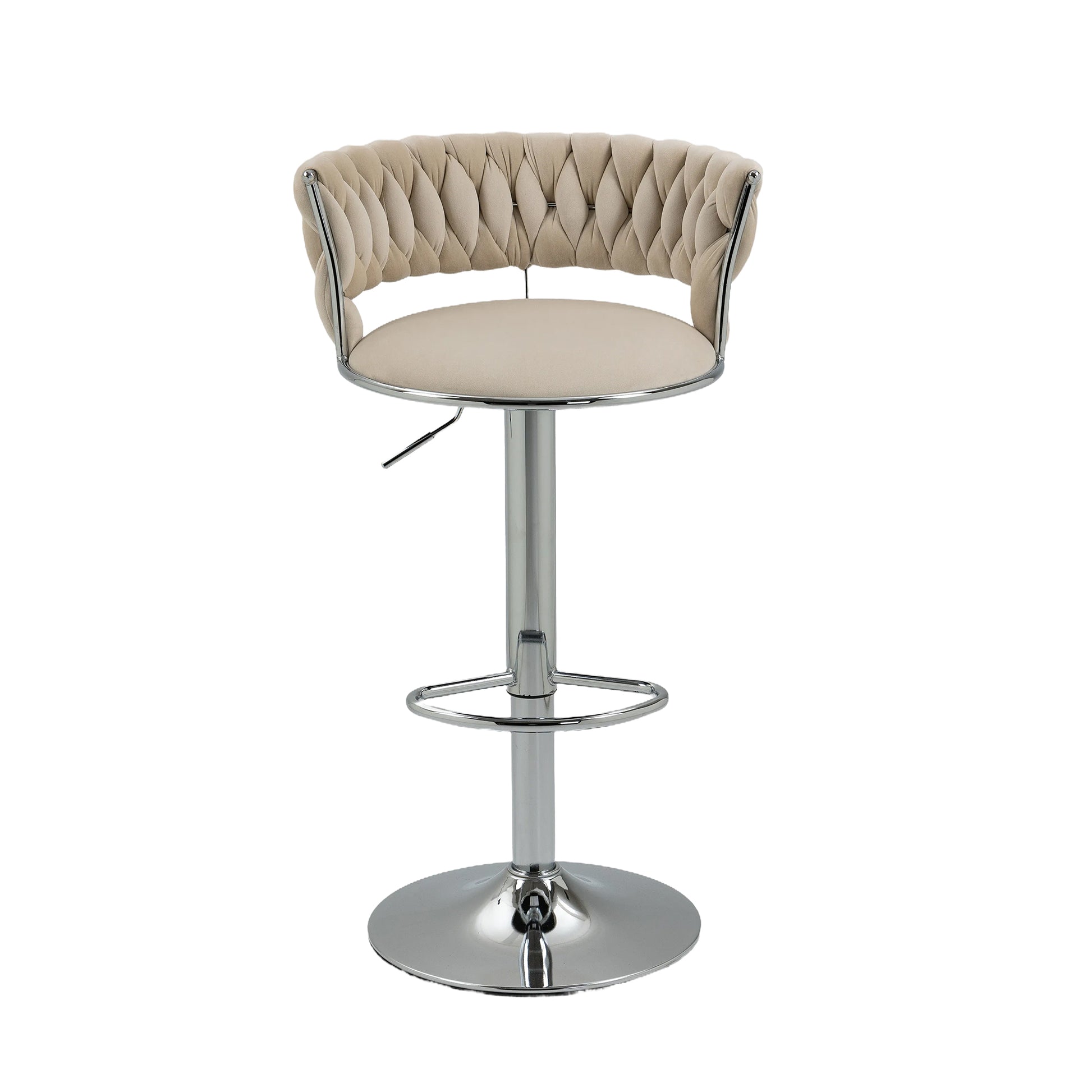 Coolmore Swivel Bar Stools Adjustable Counter Height Chairs With Footrest For Kitchen, Dining Room Ivory Velvet