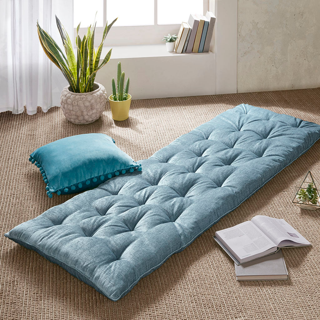 Poly Chenille Lounge Floor Pillow Cushion Aqua Polyester