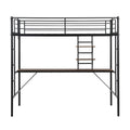 Metal Twin Loft Bed With Desk And Storage Shelves Black Mdf Steel