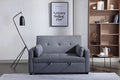 2 Seaters Slepper Sofa Bed.Dark Grey Linen Fabric 3 In 1 Convertible Sleeper Loveseat With Side Pocket. Dark Grey Linen